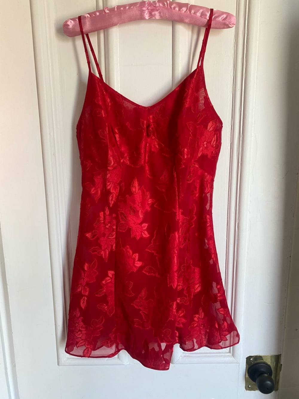 Vintage Red Floral Slip Dress - Women Intimates & Sleepwear